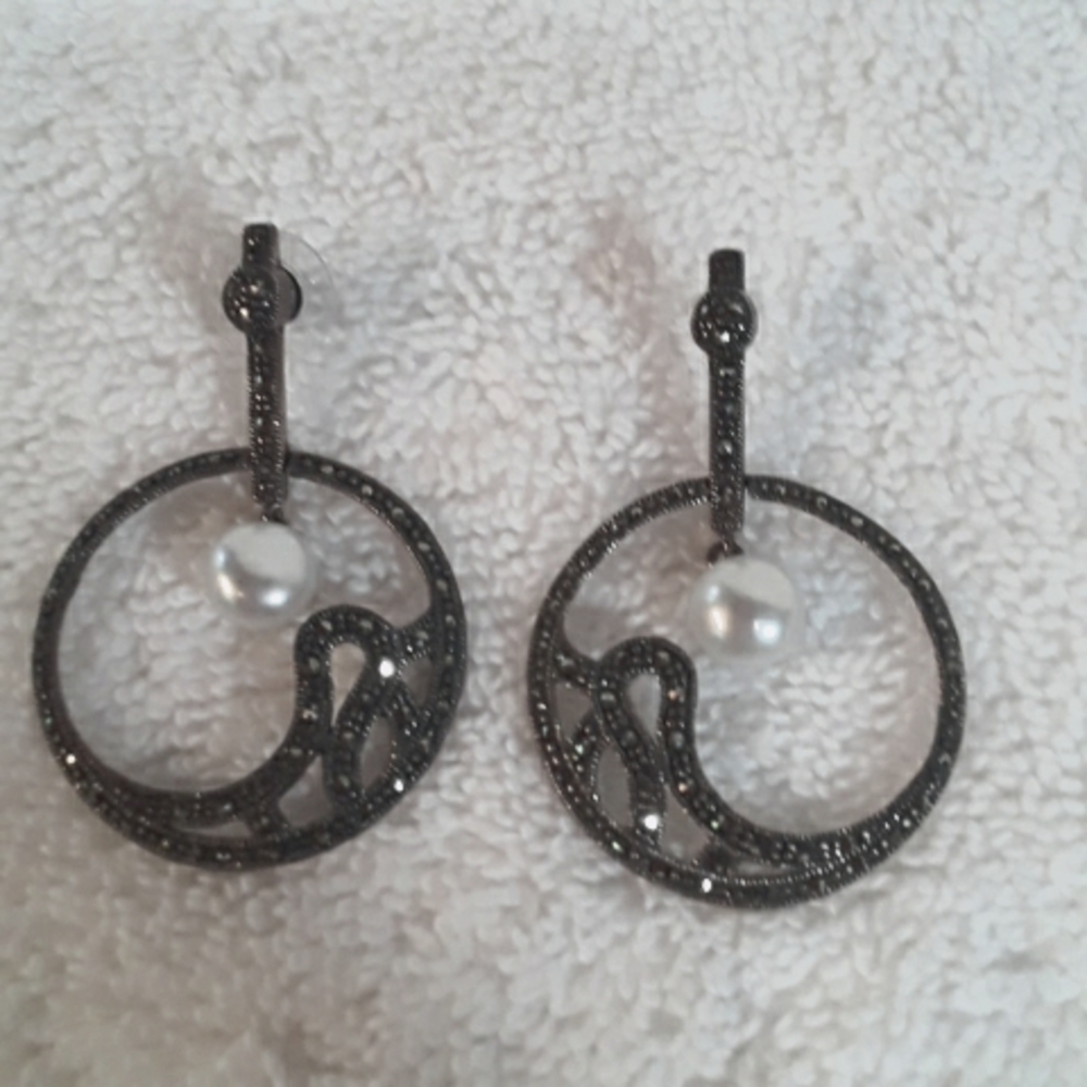 Sterling silver marcasite earrings.